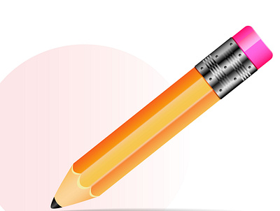 Yellow pencil on white background. Flat cartoon illustration. tip