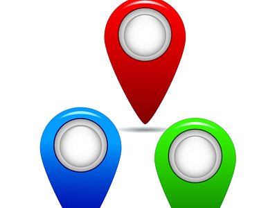 Set of glossy location symbols.