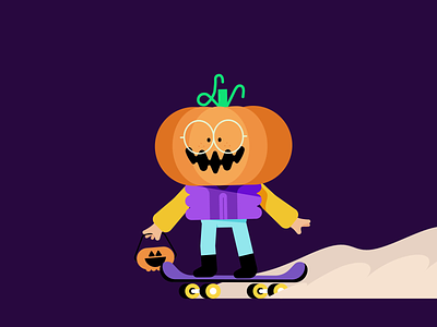 Pumpkin Skater ae animation berg carolina character design funny graphic halloween illustration motion pumpkin skate spooky