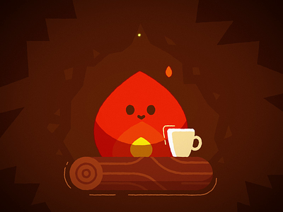 Warm Fire ae animation berg character cute design fire graphic illustration little motion