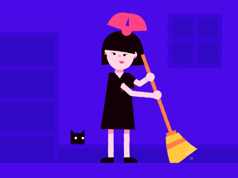 Good Girl animation berg broom cat dust girl sweet work