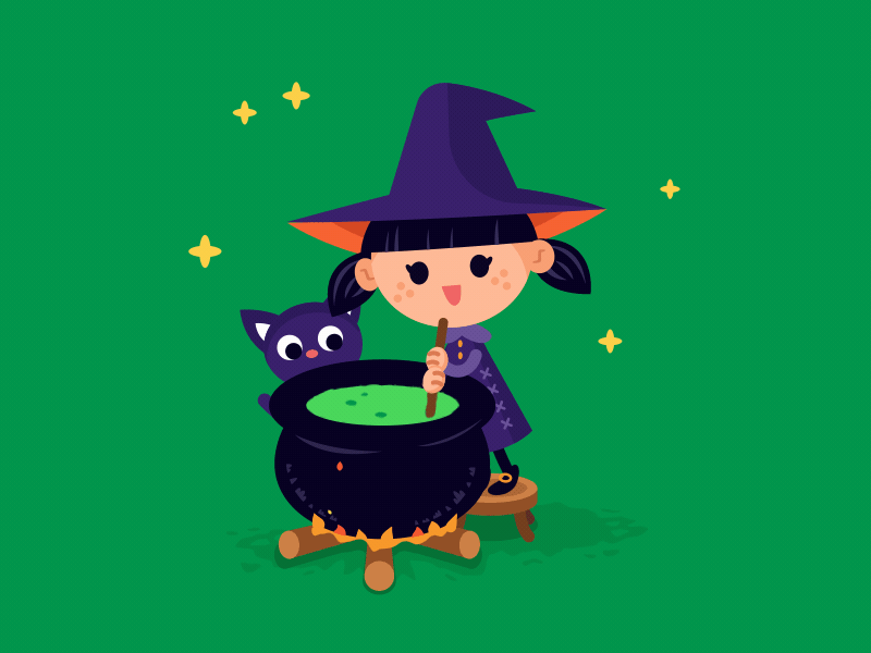 Little Witch ae animation berg cat character design graphic halloween kid manu motion witch