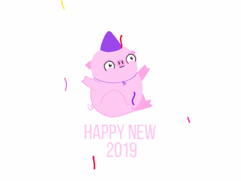Happy New 2019 2019 ae animation berg cartoon character design graphic illustration motion mucak newyear pig smooth winter