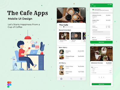 The Cafe Apps android android app app branding cafe coffee coffee shop design illustration mobile mobile app mobile ui social app ui ui ux uidesign ux design