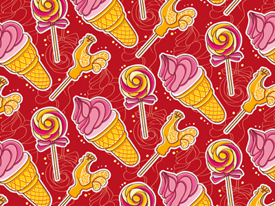 Sweets blue green ice cream pattern red sweets