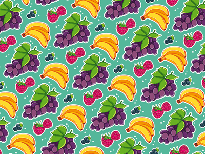 Fruit banana fruit green pattern violet yellow