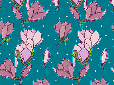 Magnolia background blue flowers magnolia pattern vintage