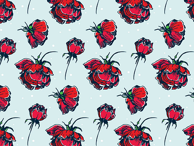 Rose background flowers pattern red rose snow vintage white