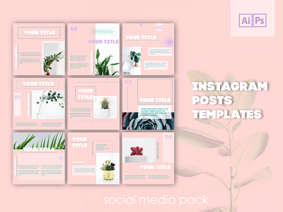 Social Media Pack branding design illustrator instafeed instagram grid instagram template photoshop post