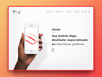 Website Rigostudios New hand landing mobile page space web webdesign white