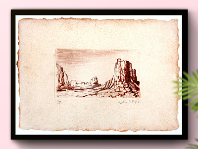 Paisaje Print art engraving landscape lithography mountains print stamp traditional