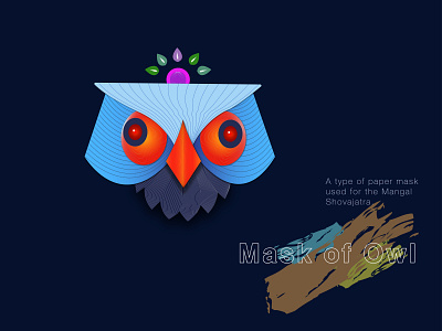 Mask of owl dibbble shot folkart illustraion mangal shovajatra mask mask of owl minimalist modernism owl pohela baishakh