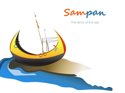 Sampan boat coxs bazar dibbble shot fishing fishing boat illustration minimal sampan sea sea boat