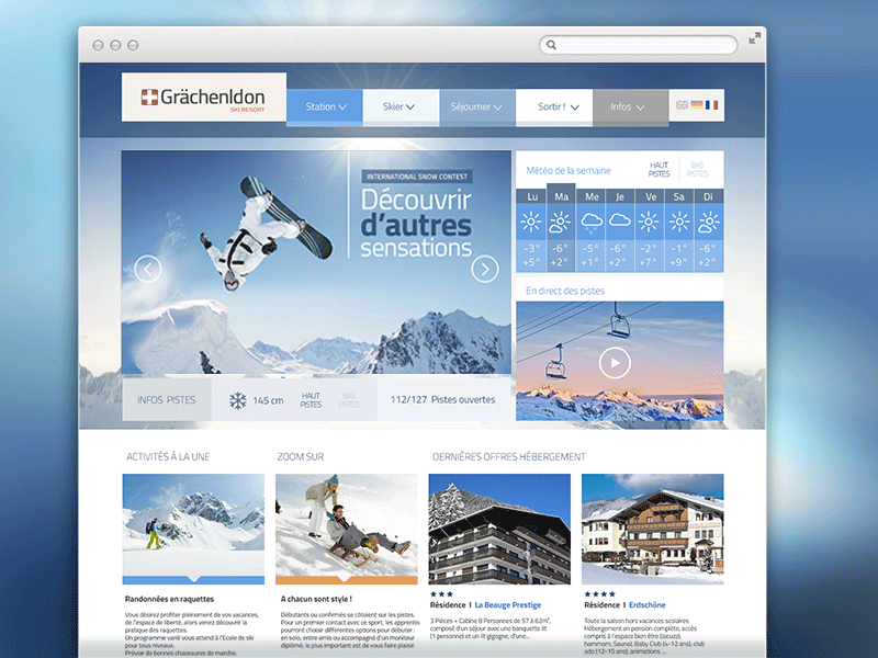 Webdesign Ski Resort buttons clean flat icon nav site ski resort ui ux web design webdesign website