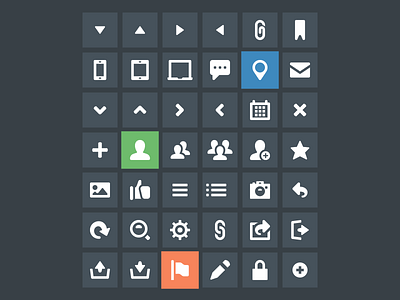 Icon set color font glyphs icons simple