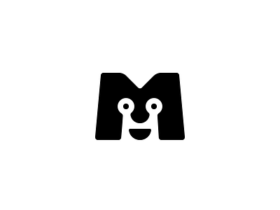M branding cute face logo m negative space