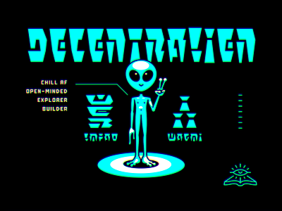 Decentralien alien blockchain character crypto custom font illustration nft ufo wagmi web3