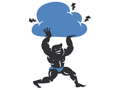 The God of Salesforce Lightning cartoon cloud illustration lightning muscles salesforce simple sweet abs teeth