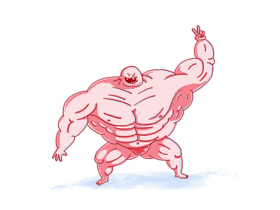 Pumped character funny illustration muscles wrestling
