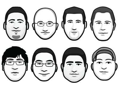 Coworkers floating heads illustration portraits