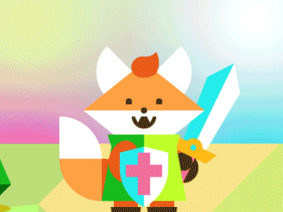 Secret Legend ( Rub dat bush ) animation colorful cute fox game gif illustration indie shield sword