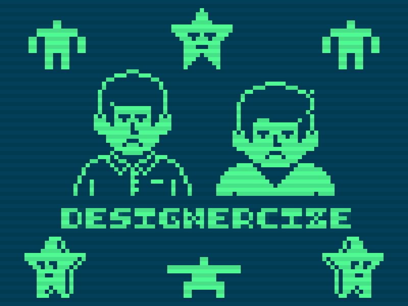 Designercize 8bit design game pixel art retro star whiteboard challenge workout