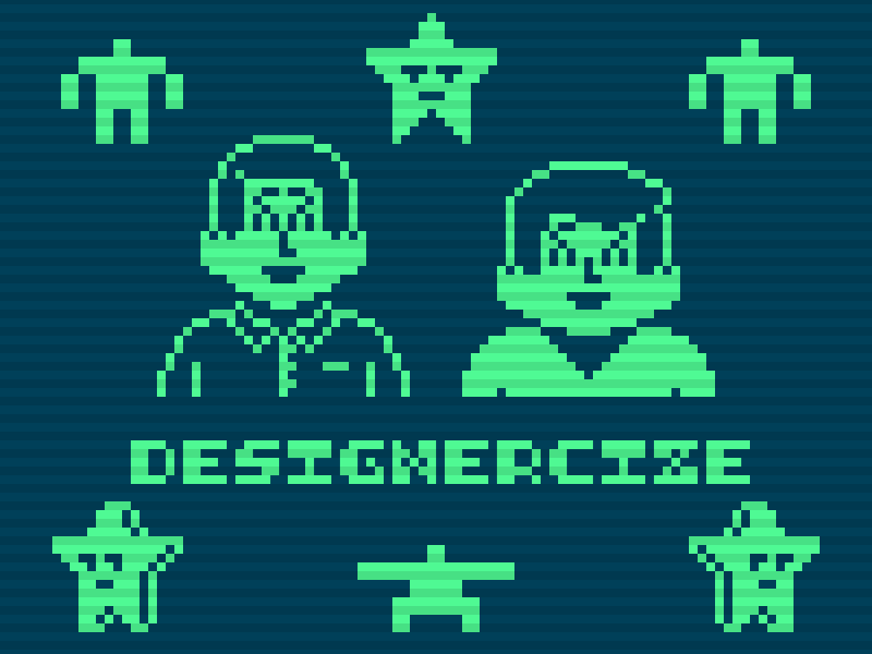 Designercize workout star game pixel art 8bit retro whiteboard challenge design