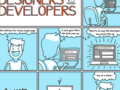 Designers Vs Developers: Issue #1 cartoon comic designer developer illustration