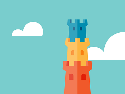 towers castle clouds colorful design fleming illustration jake simple sky stack tower