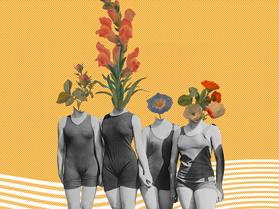 Mermaid's Club artwork collage collage art collageart cutandpaste female flowers halftone illustration representativeness sorority surreal union women empowerment womens