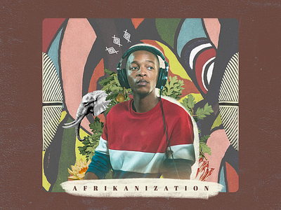 Afrikanization afrika album album cover artwork botanical collage colors culture design digital collage illustration jazz music project