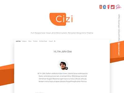 Cizi - Clean And Minimalistic Personel Blog Theme clean cv free free html html minimal minimal theme personel blog theme
