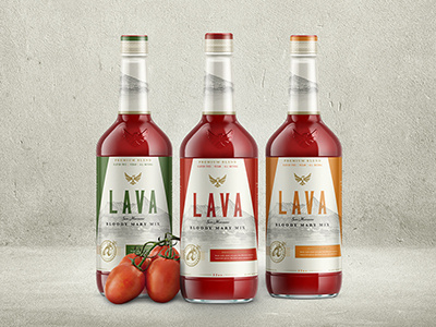 LAVA bloody mary farm design volcano bottle cocktail emboss label logo