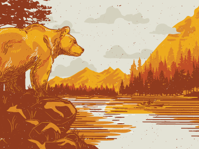 Bivouac Ciderworks Harvester's Hitch Illustration beach bear california cider hiking illustration lake outdoors