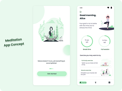 Meditation App Concept design design app mobile ui typography ui ui ux uidesign uiux