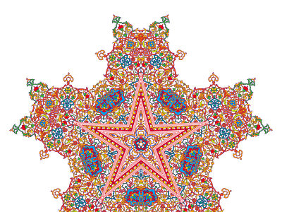 Five-pointed star in mandala or arabesque style