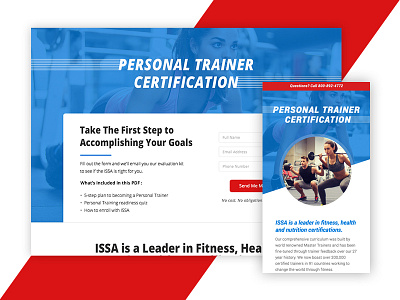 ISSA Website Workout blue email form fitness personal trainer red responsive ui ux workout
