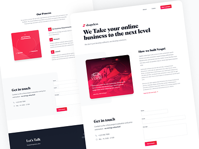Shapeless agency - landing page agency agency website contact landing page red website