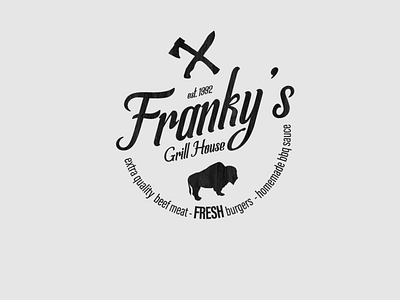 Franky's Grill House american bbq black and white branding branding concept buffalo design grill illustrator lettering lettering logo logo logo artist logo design texture traditional vector vintage vintage logo wood texture