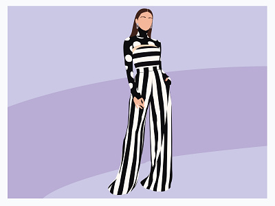 Black and white stripe pattern jump suit blackandwhite bold chic design exaggerated geo fashion fashion trends flat illustration illustration jump suit monochrome polkadot stripes