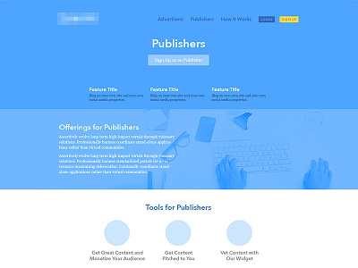 Más Content blue design mockup publishers web