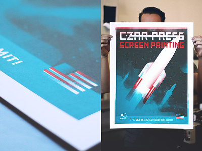 Czar Screenprinting 3 color poster print rocket screen screenprint