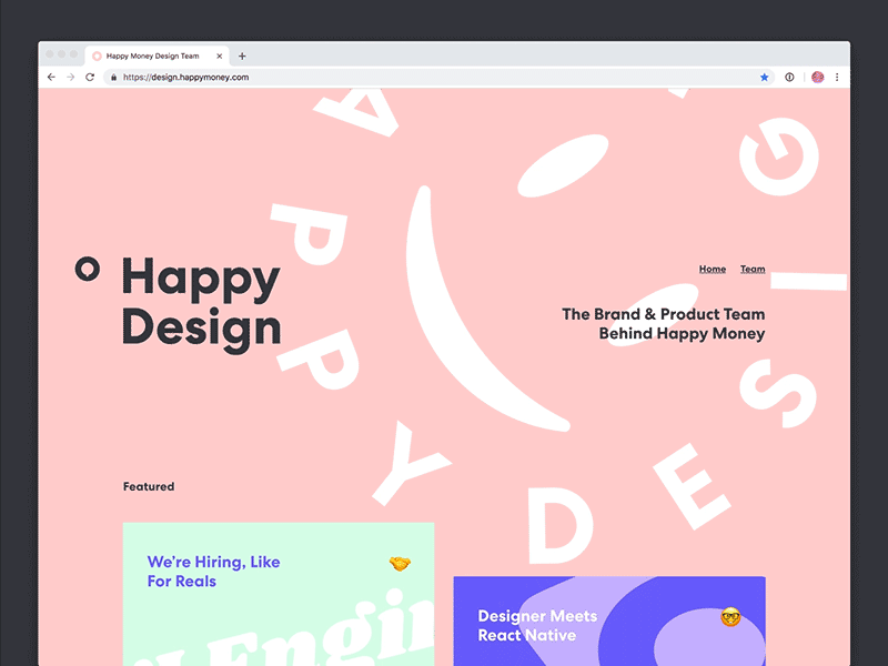 Happy Design Team Site animated brand design design design team design team site fintech gif happiness happy product design spinning team website