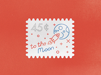 To The Moon illustration mail stamp moon stamp to the moon