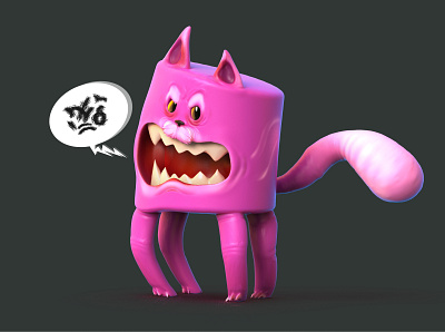 Angry Cat - The little Devil TOYS angry art cat cats chibi cute design game illustration keyshot pink stylized toy zbrush