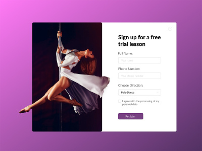 Registration form for dance school dailyui design figma inspire registration form ui web web design