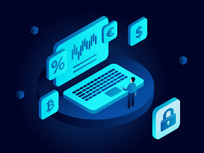 Financial market isometric image