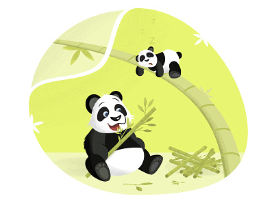 Two pandas are resting bamboo calm illustration inspire noisesillustration noisetexture pandas rest vector