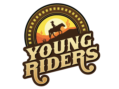 Young Riders cowgirl logo treatment type typography western