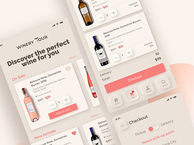 Winery Tour (shot 2) colorful colors design figma minimal mobile mobile app pastel ui